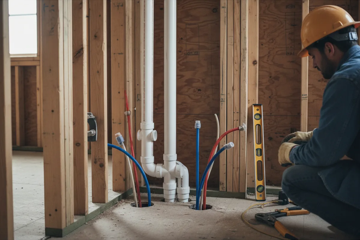 Drain and supply rough-in during Toilet Repair and Installation in Lancaster